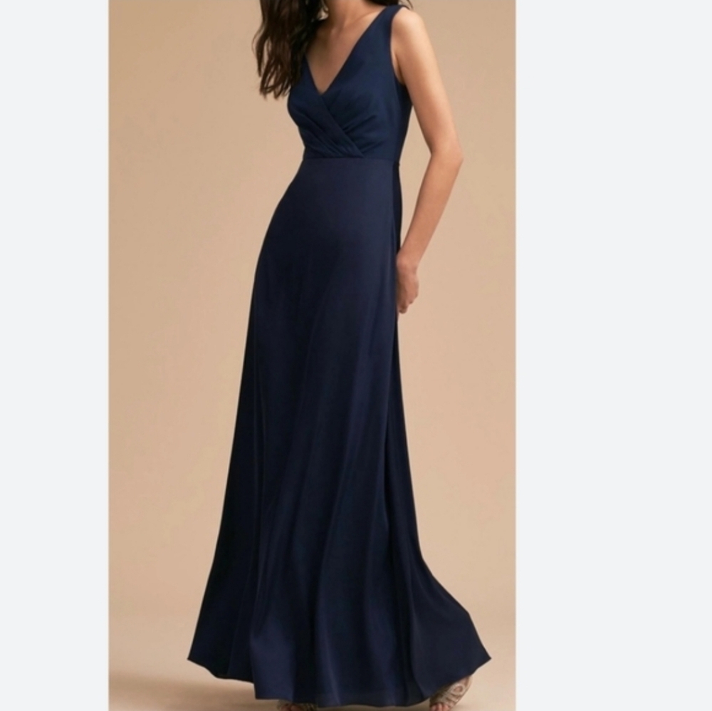 NWT Anthropologie BHLDN Capulet Navy Maxi Dress Formal Wedding Sz L